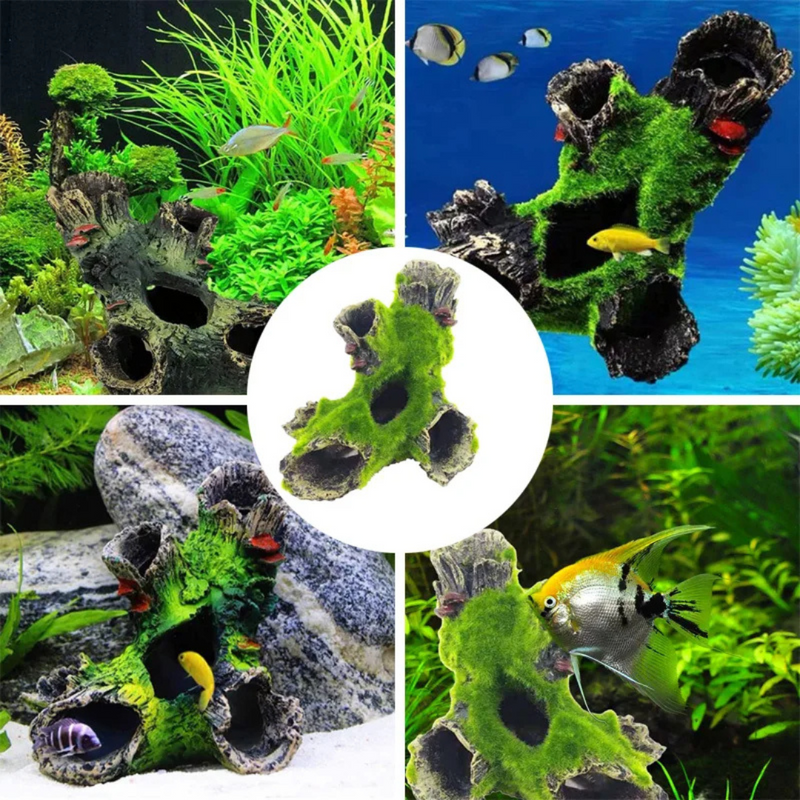 Tronco com Musgos para Decoração de Aquário Habitat de Peixe Pequenos