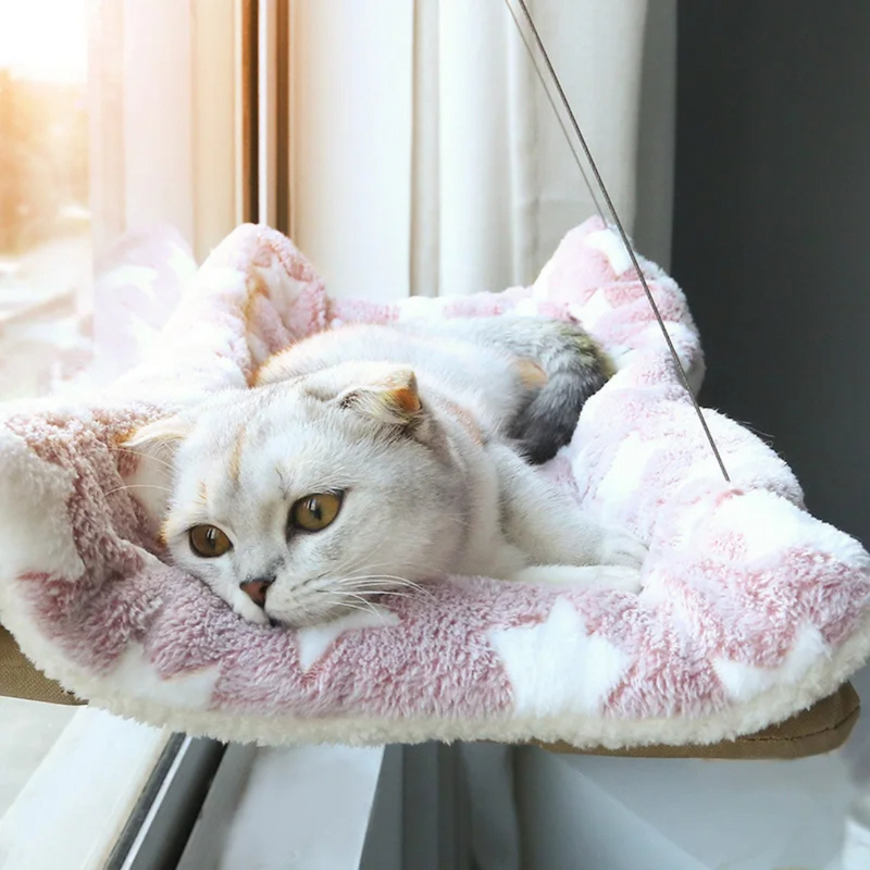 Cama Suspensa para Gatos Rede Montada em Janela com Ventosa Super Resistente