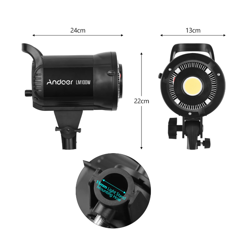 Andoer LM100W Studio LED Video Light 5600K