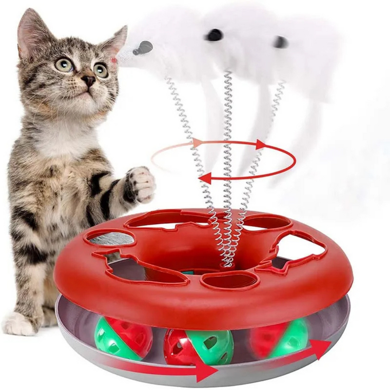 Brinquedo Disco com Bolinha Giratória para Gatos