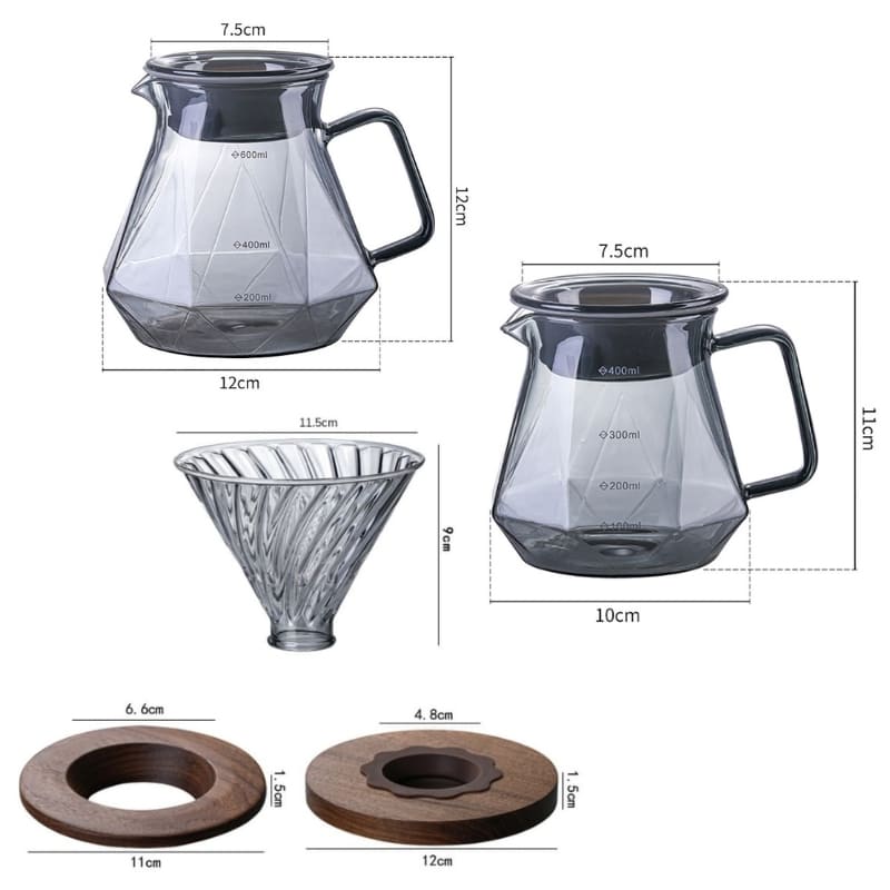 Bule de Café Vidro Borossilicato Coador de Café Hario V60 Polihousi