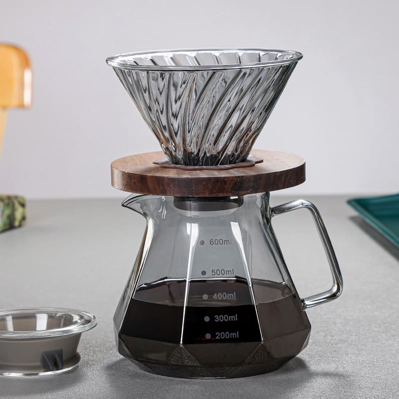 Bule de Café Vidro Borossilicato Coador de Café Hario V60 Polihousi