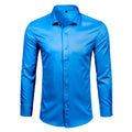 Camisa Social Lisa Conforto Anti Amassado Azul Royal