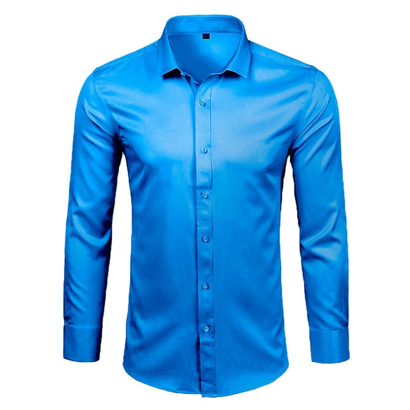 Camisa Social Lisa Conforto Anti Amassado Azul Royal