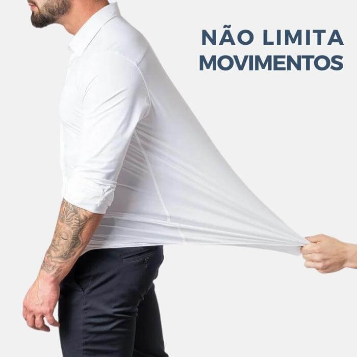 Camisa Social Lisa Conforto Anti Amassado Azul