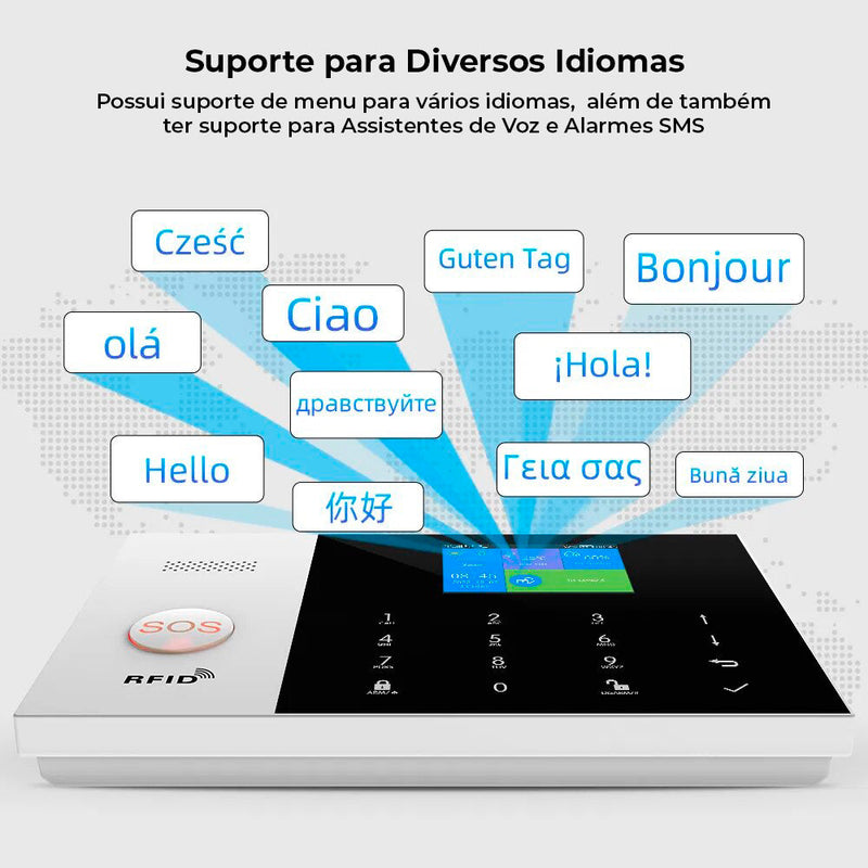 Sistema de Segurança sem fio Completo com Assistente de Voz