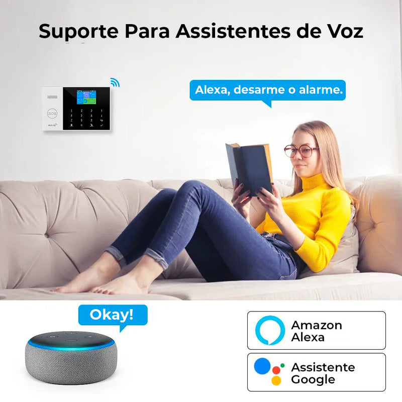 Sistema de Segurança sem fio Completo com Assistente de Voz