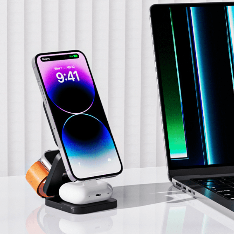 Carregador Iphone Indução Suporte Apple Watch Airpods Polihousi