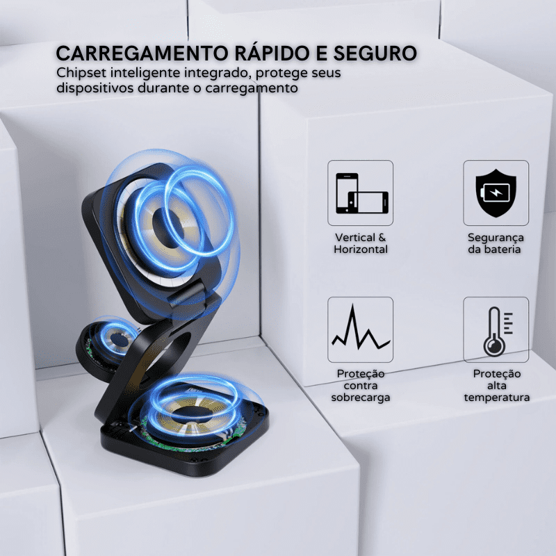 Carregador Iphone Indução Suporte Apple Watch Airpods Polihousi