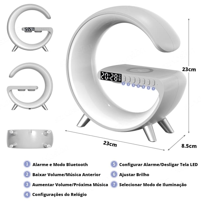 Carregador por Indução + Despertador + Luminária Castiliani