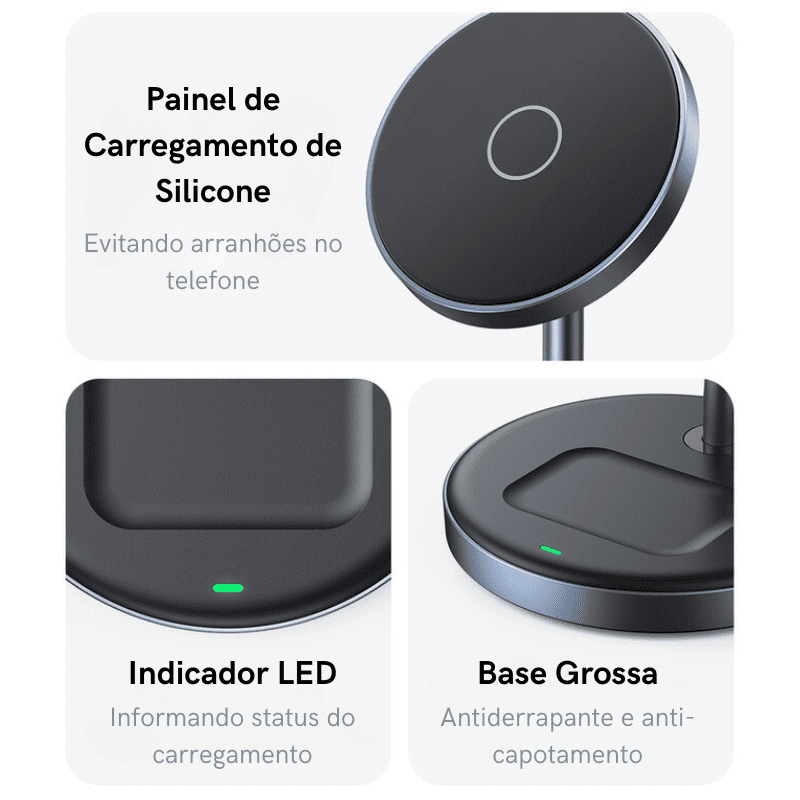 Carregador Por Indução Iphone Airpods Base Magnética Polihousi