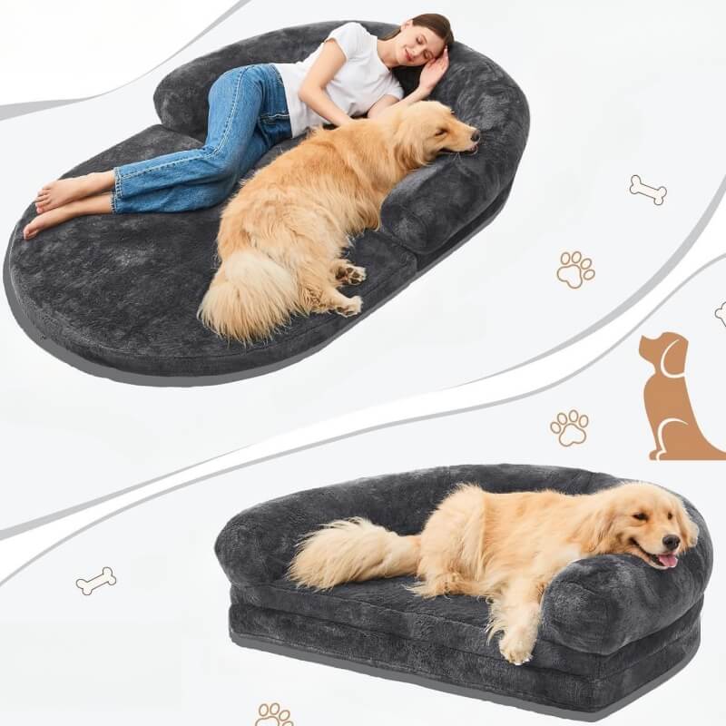 Cama grande de pelúcia chique para cães Cama dobrável para cães humanos