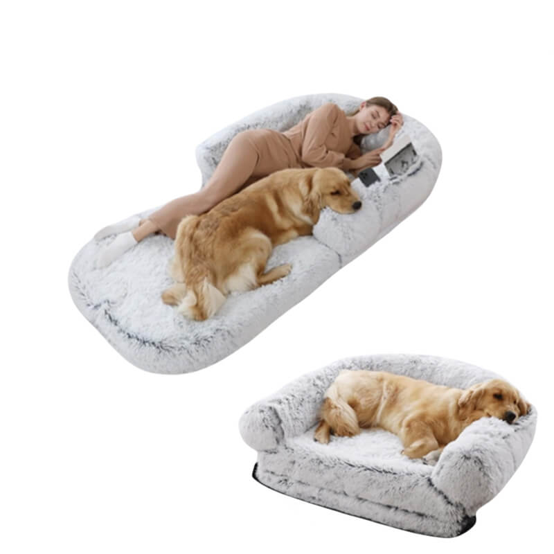 Cama grande de pelúcia chique para cães Cama dobrável para cães humanos