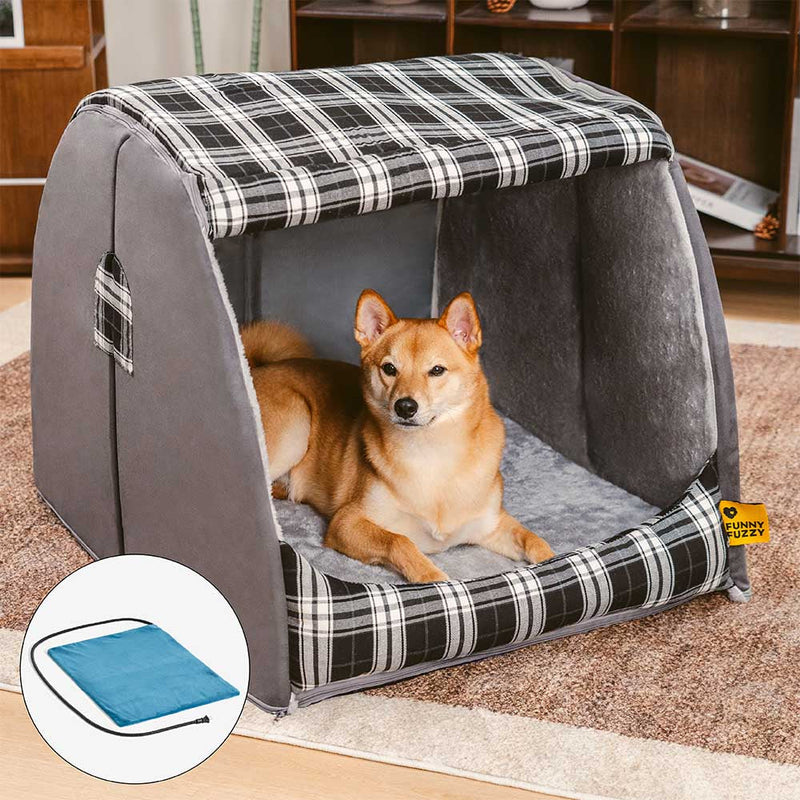 Cama ortopédica para cães Classical Plaid House - Warm Retreat