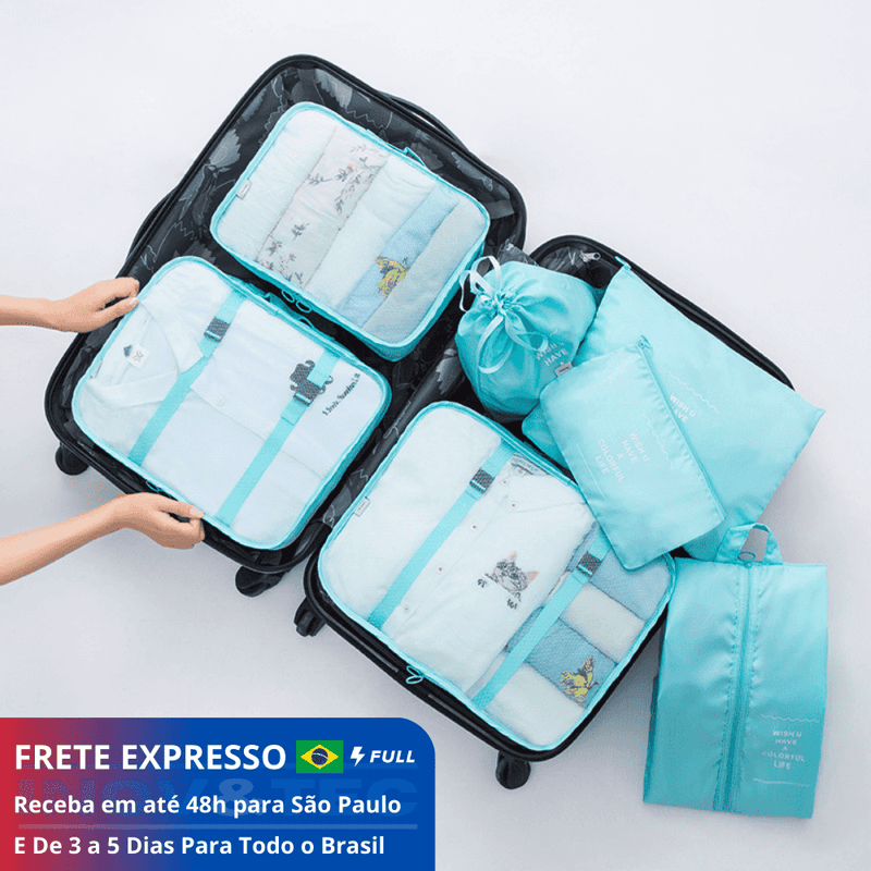 Kit 7 Bolsas Organizadoras Para Mala de Viagem | STORAGE BAG - Organize Sua Viagem com Estilo e Praticidade!