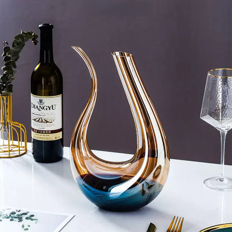 Decanter de Vinho Recipiente de Vidro Cisne Decantador Ambar Polihousi