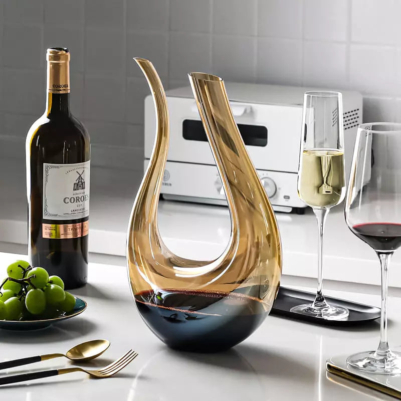 Decanter de Vinho Recipiente de Vidro Cisne Decantador Ambar Polihousi