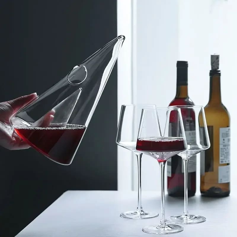 Decanter de Vinho Whisky Vidro Pirâmide Bar em Casa Polihousi