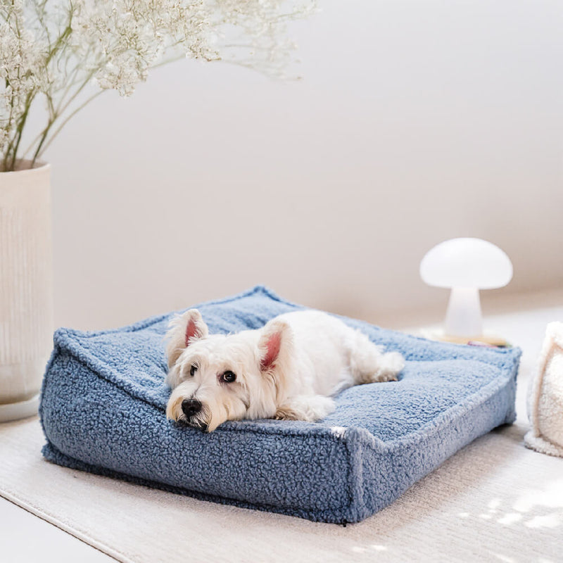 Cama para Cães e Gatos com Suporte curvo em Tecido Teddy Impermeável