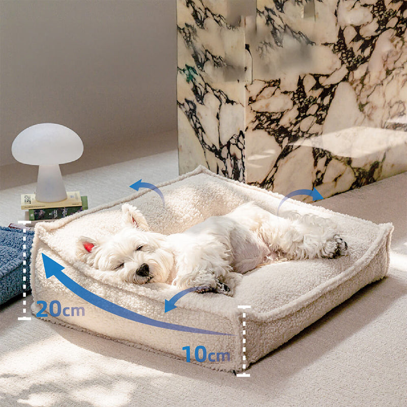 Cama para Cães e Gatos com Suporte curvo em Tecido Teddy Impermeável