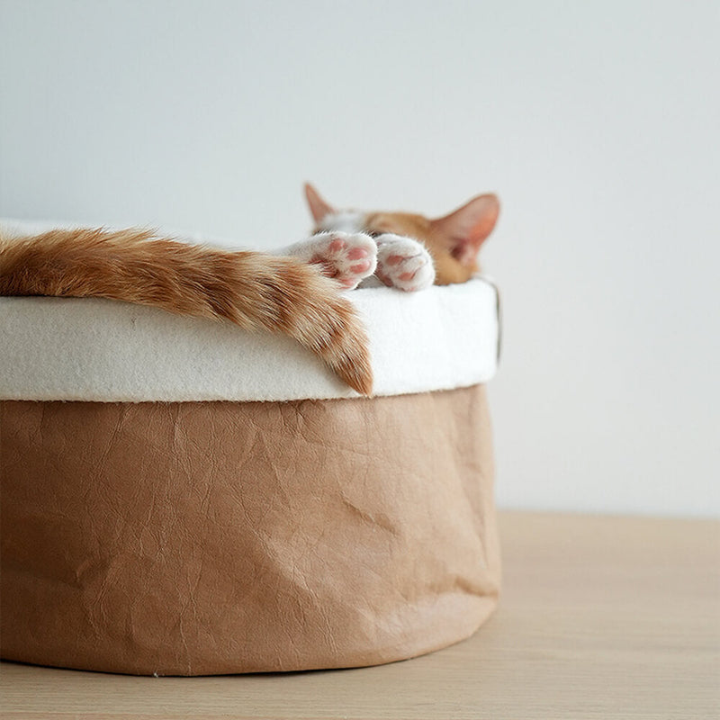 Cama de gato de papel kraft lavável e dobrável minimalista