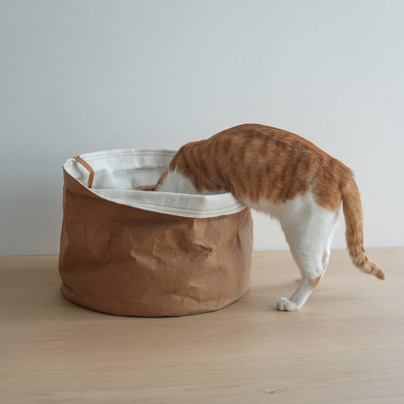 Cama de gato de papel kraft lavável e dobrável minimalista