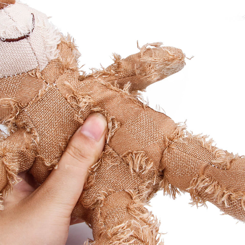 Pelúcia jeans rústica durável mastigável brinquedo de cachorro que faz barulho urso