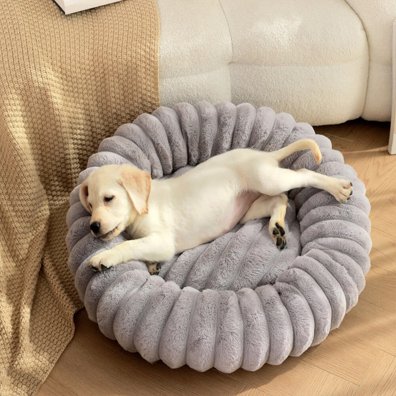 Cama para cães e gatos ultramacia de pelúcia redonda com suporte para donuts