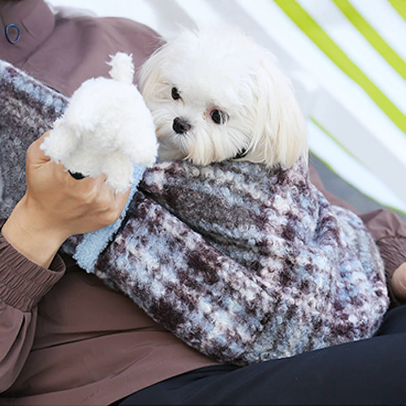 Bolsa de transporte de ombro para cães e gatos com bolso seguro e xadrez aconchegante