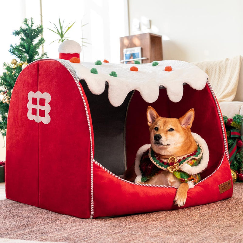 Cama ortopédica para cães Festive Snow House - Calor de Natal