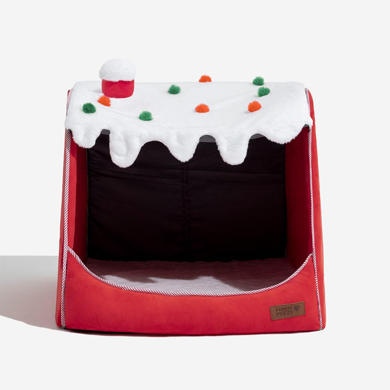 Cama ortopédica para cães Festive Snow House - Calor de Natal