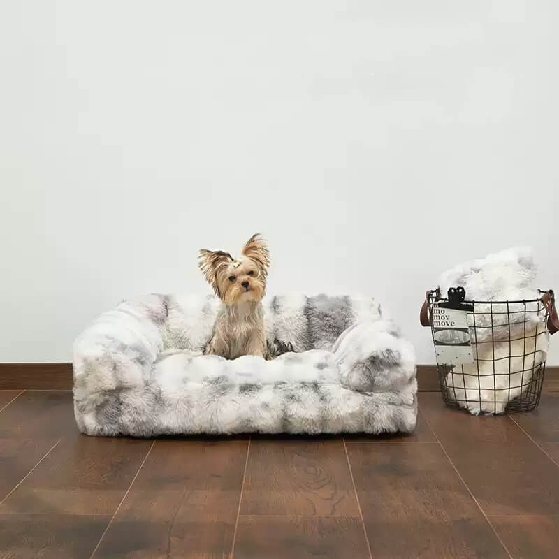 Cama de pelúcia fofa espessa e aconchegante para animais de estimação, sofá-cama para cães e gatos