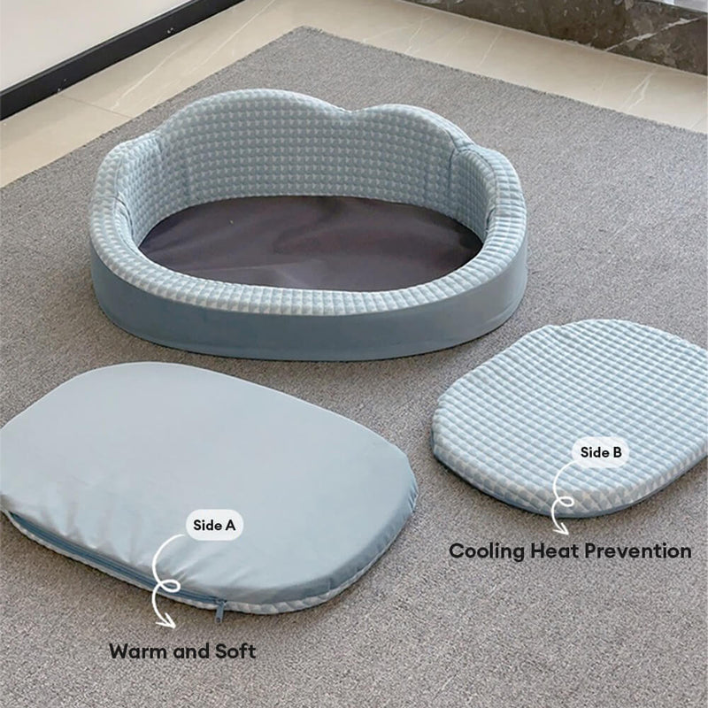 Cama para cães e gatos, lavável, antiderrapante, reversível e refrescante em forma de nuvem