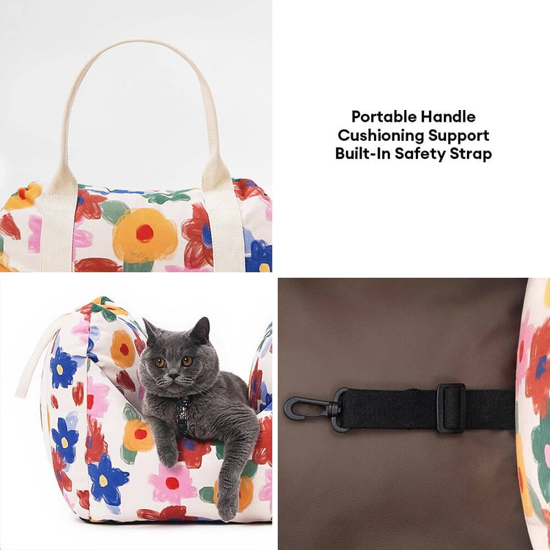 Cama de Carro para Cães com Segurança para Viagens Pet Floral Pintada à Mão