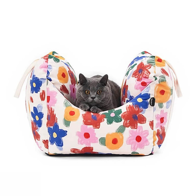 Cama de Carro para Cães com Segurança para Viagens Pet Floral Pintada à Mão