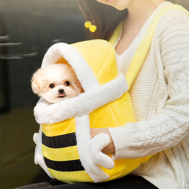 Bolsa de transporte para cães e gatos, estilo abelha, macia, respirável e quente