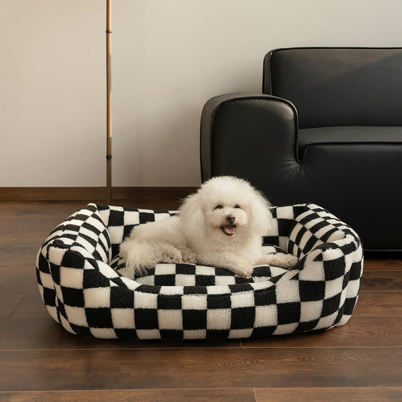 Sofá-cama para cães removível e lavável com estilo xadrez