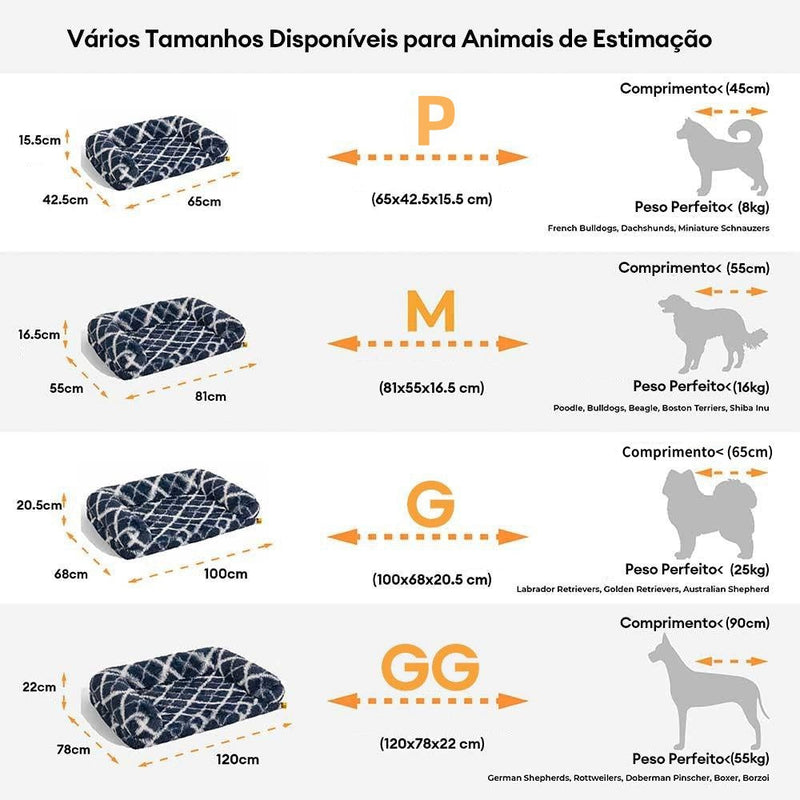 Sofá-cama ortopédico xadrez clássico para cães - conforto aconchegante