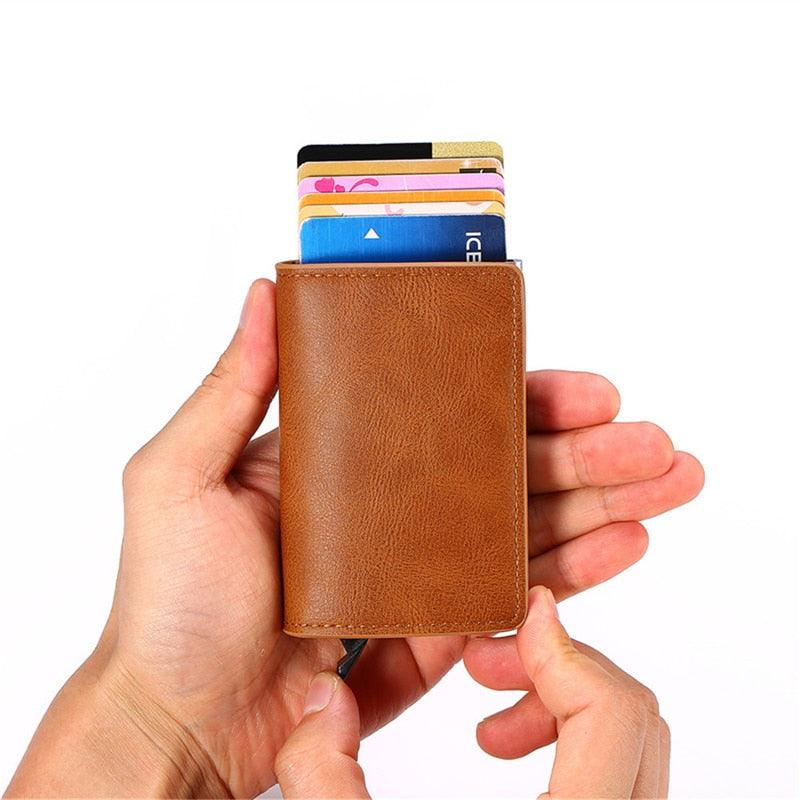 Carteira Porta Cartão Masculina Rfid Antifurto Slim Carbono Smart Wallet