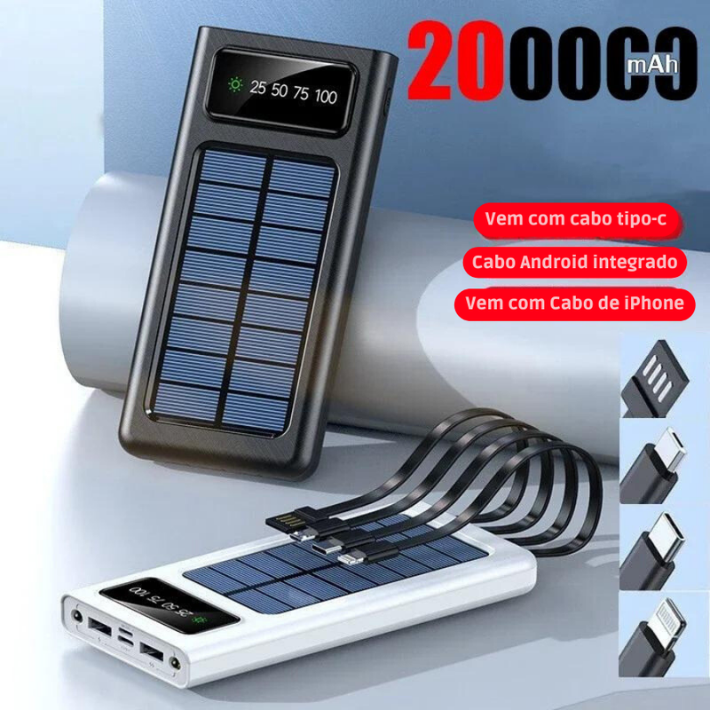 Super Carregador Portátil Solar 200.000mAh