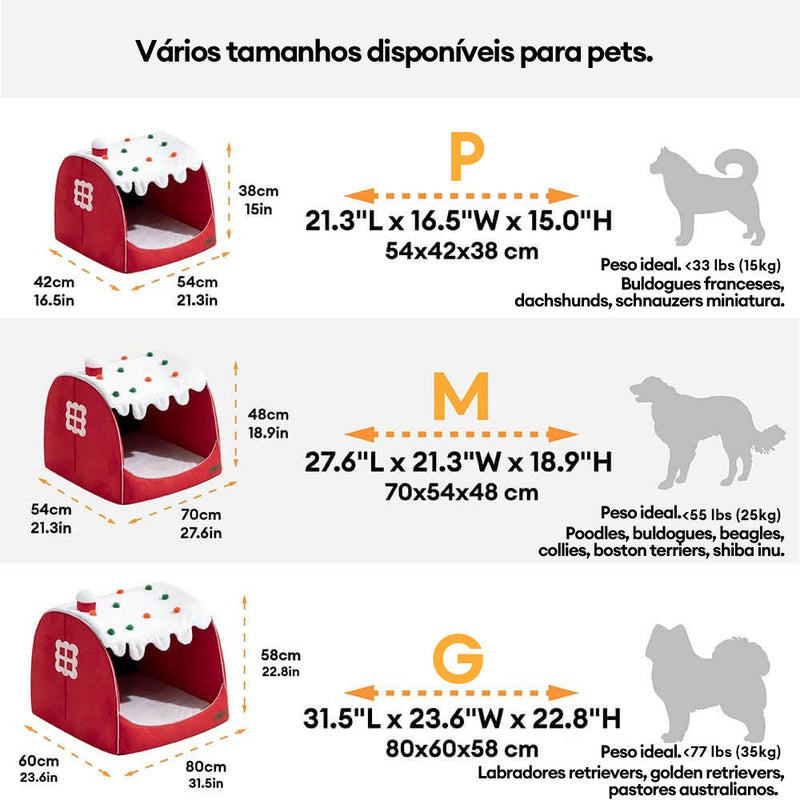 Cama ortopédica para cães Festive Snow House - Calor de Natal