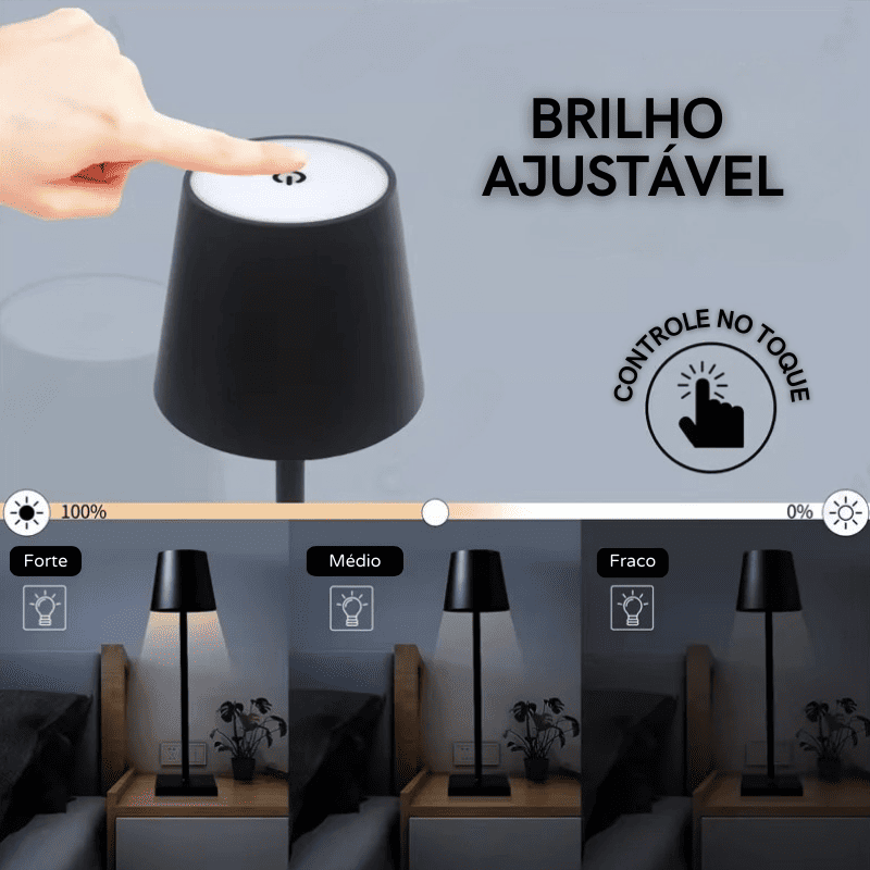 Luminária de Mesa LED Abajur Quarto Sala Portátil Polihousi