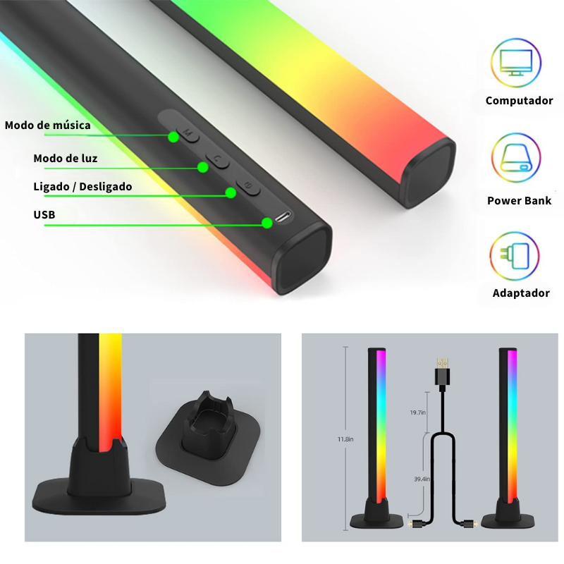 Barra Smart Led RGB com Controle de Voz