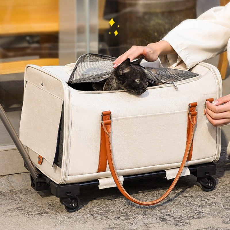 Carrinho multifuncional 2 em 1 removível com rodas, bolsa portátil para transporte de animais de estimação