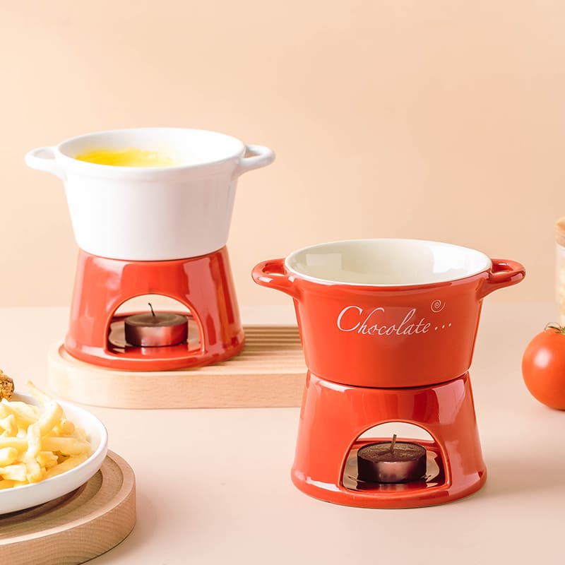 Panela de Fondue de Queijo e Chocolate Cerâmica Polihousi