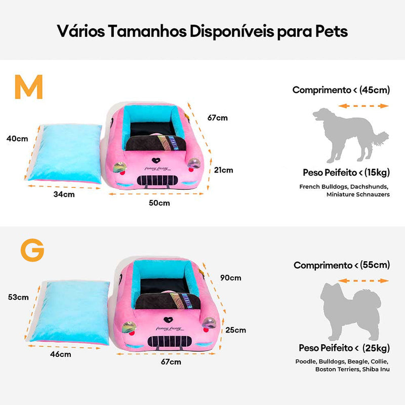 Cama para Animais de Estimação Clássica Conversível com Almofada para Carros de Corrida - Fast＆Fur