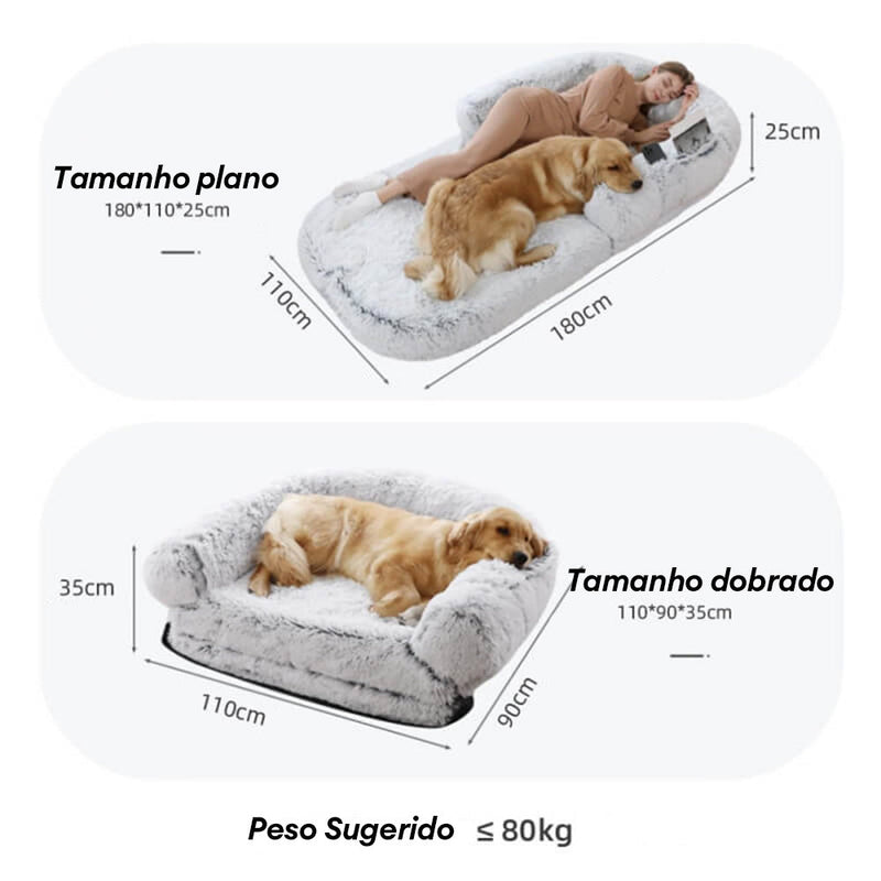 Cama de apoio ortopédica grande e fofa para humanos e cães