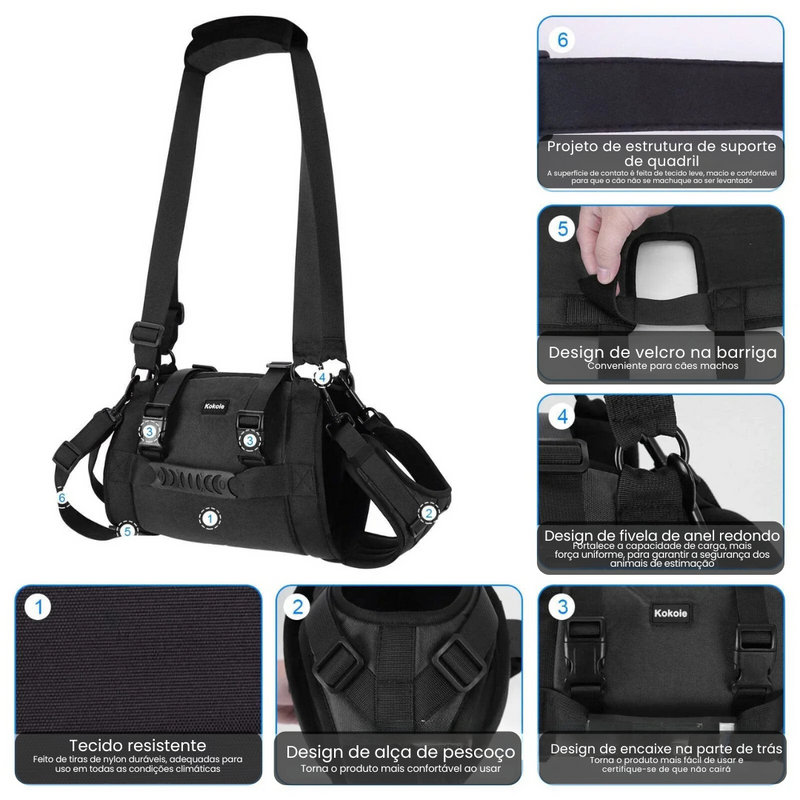 Suporte Sling para Transporte de Cães Idosos ou Deficientes com Dificuldade de Andar