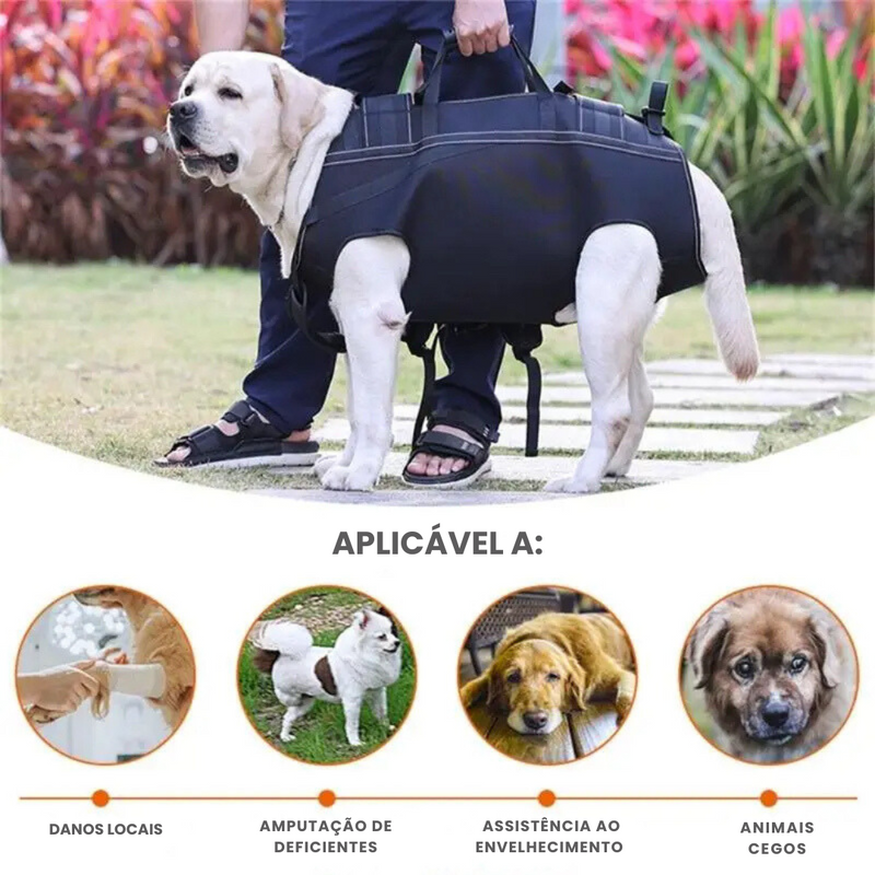 Sling Suporte Mochila Arnês para Transporte de Cachorros com Dificuldade de Caminhar ou Deficiência