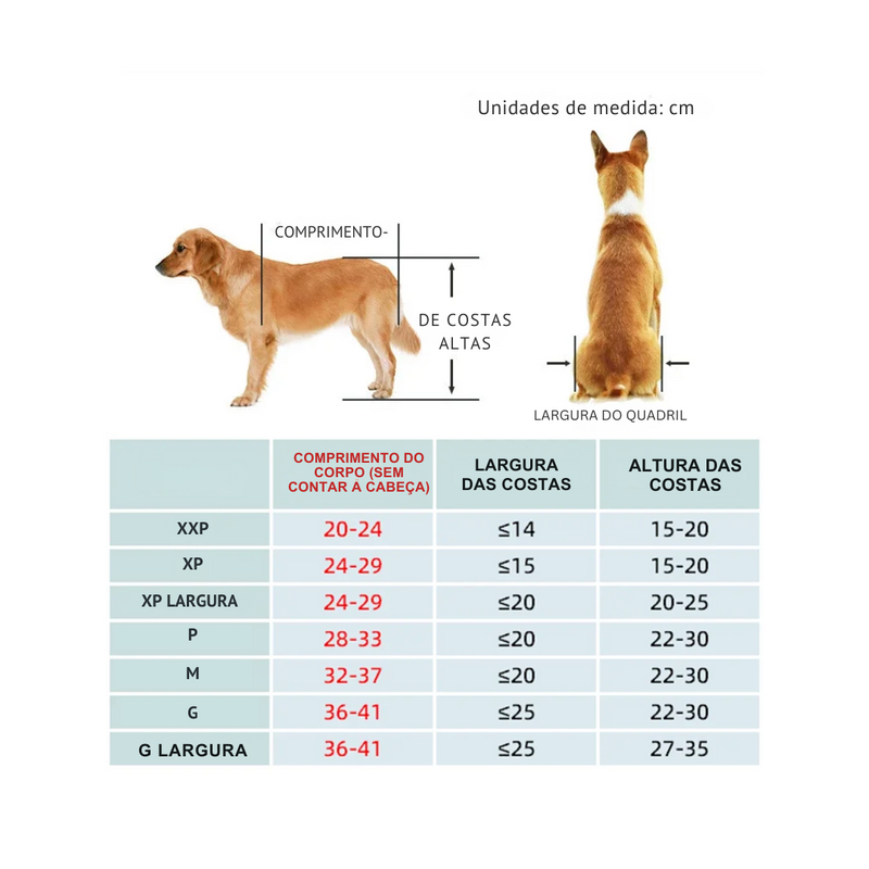 Cadeira de Rodas Pet para Patas Traseiras de Cachorros com Deficiência